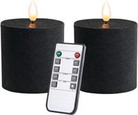 Black Flameless Candles Set of 2 (3x3 inch) Real W