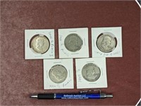 (5) Franklin Half Dollars: