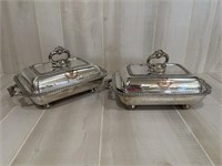 Silver Plate Entree Dishes with Gadrooned Borders
