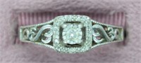 Jane Seymour 925 Sterling Diamond Ring Sz 6.5