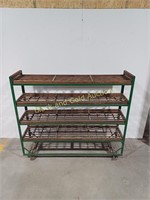 Cobblers Shelf 4 Tier Wood & Metal Wheeled Shelf
