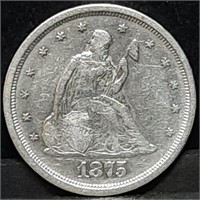 1875-S Silver Twenty Cent Piece, High Grade