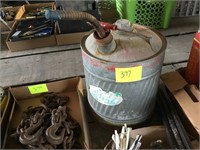 Antique galvanized gas can.