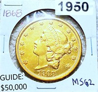 1868 $20 Gold Double Eagle UNCIRCULATED