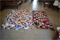 Two Colorful Hand Made Quilts