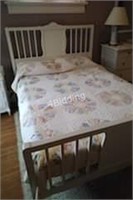 Antique Double Bed - White Painted, Spring Frame