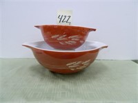 (2) Pyrex Wheat Pattern Red Bowls