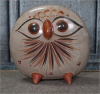 A Large Mexican Art Pottery Owl Tonala hand