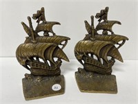 Metal Ship Bookends, 6 " Tall