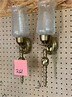 Pair of Vintage Brass Wall Candle Holder Sconces