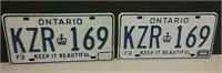 Matching 1973 Ontario License Plates