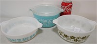 Three Pyrex Bowls with 1 Lid