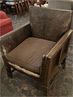 Nail Head Club Chair, See photos for damage.