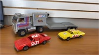 Big ERTL Transporter and Plastic Stock Cars