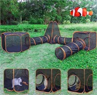 New 6-in-1 Outdoor Cat House, Tent with Tunnels