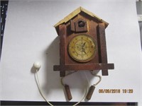Vtg. Mini Musical Cuckoo Clock Shaped w/Pull