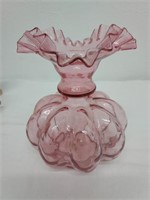 7.5" FENTON cranberry ruffled lobed vase