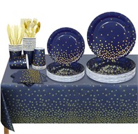 ($39) Navy Blue Gold Party Supplies Blue Paper