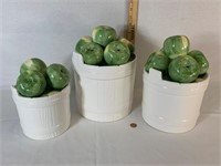 Fitz And Floyd Large Green Apple Canister Set