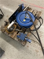Oil barrel electric pump, hose reel, gauges,