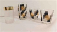 3 Black & Gold MCM Cocktail Glasses