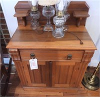 Antique Poplar single drawer over two door