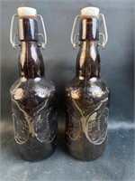 2 Vintage Grolsch Brown Bottles