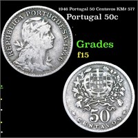 1946 Portugal 50 Centavos KM# 577 Grades f+