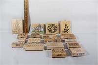 Large lot of wooden ink stamps
