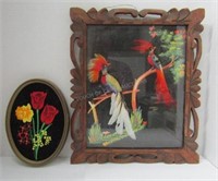 Antique Framed Mexican Feather Craft