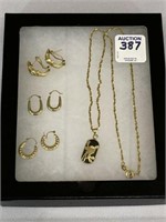 Sm. Group of Jewelry Including 14K Necklace & 3-