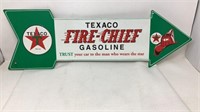 Texaco Fire-Chief Gasoline Tin Sign, 27.5 x 8.5"