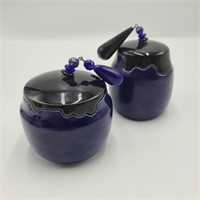 Signed Nielsen Pottery Stash Pots w/ Puzzle Lids