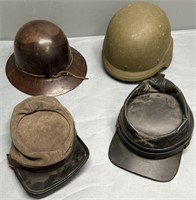 Military Helmets & Soft Cap Kepi Hat Lot