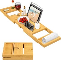 (N) Bathtub Tray for Tub - Adjustable Bamboo Bath