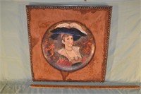 Large framed hand painted charger