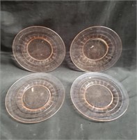 Block Optic pink depression glass 4 plates