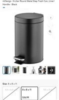 mDesign  3-Liter Round Metal Step Trash Can,