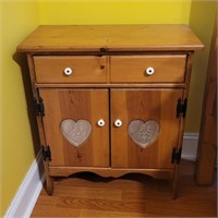 Solid Wood Two Door Tin Heart Cabinet 24¼"L 12"W