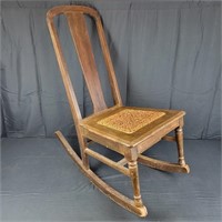 Vintage Whicker Bottom Rocking Chair 16"W 28"L