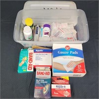 Plastic Tub w/ Medical Supplies