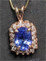 $2891 14K  Tanzanite(0.9ct) Diamond(0.2ct) Pendant