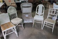 (5) Vintage Wicker Chairs (1 is a Rocker)(R1)