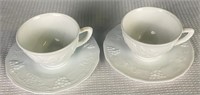 Milk Glass Cups & Saucers(4pcs) 2 Place Setting