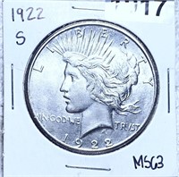 1922-S Silver Peace Dollar CHOICE BU