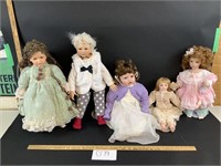 Lot of 5 porcelain dolls-see description