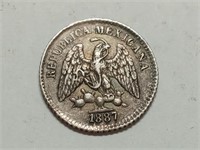 OF) 1887 Mexico silver 5 centavos