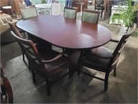 7 Piece - Oval Conference Table W/Chairs W/Wheels