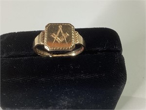 Vintage 9K Gold Masonic Ring, English