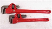 (2) Red Pipe Wrenches (12" & 15")